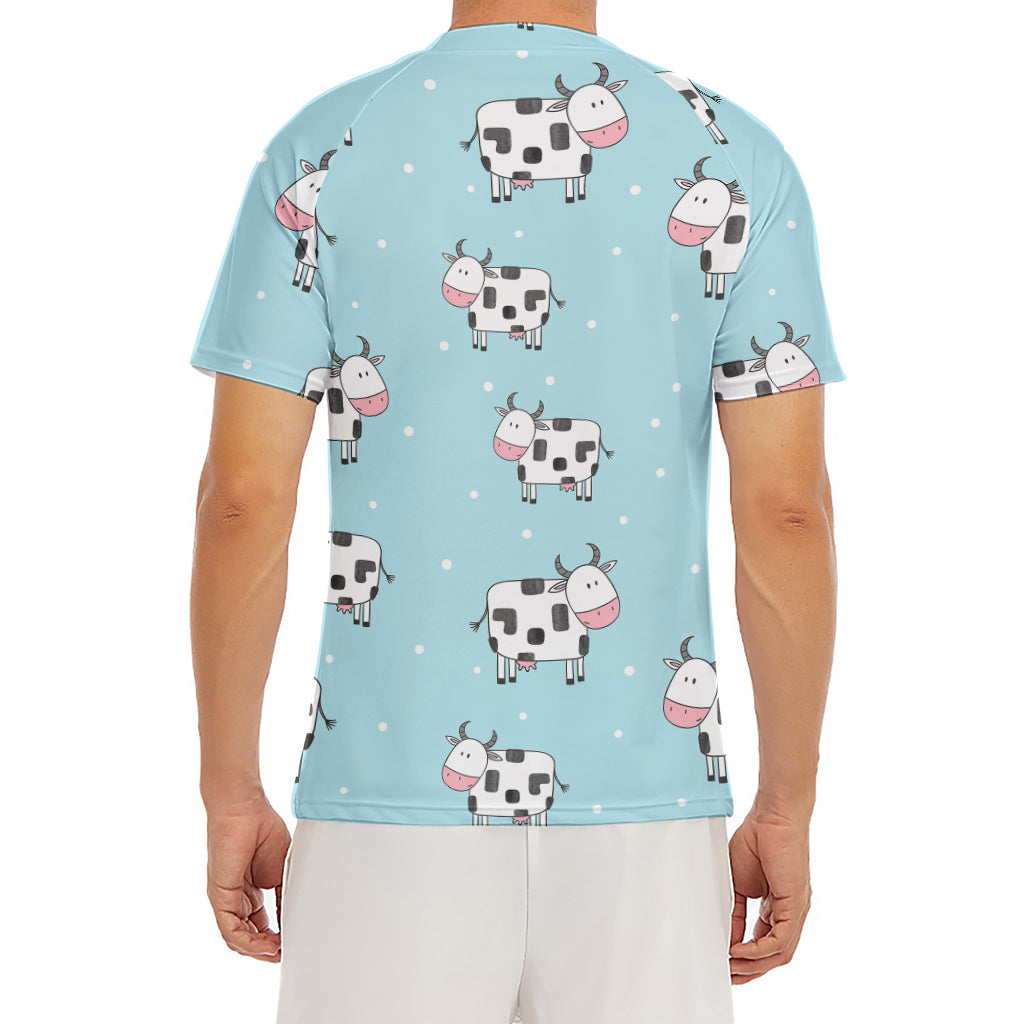 Doodle Cow Pattern Print Men's Short Sleeve Rash Guard