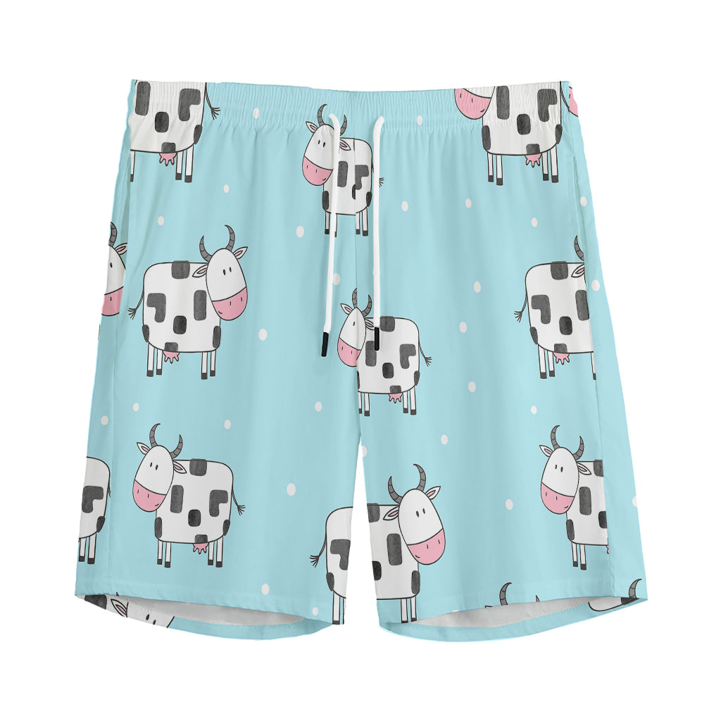 Doodle Cow Pattern Print Men's Sports Shorts