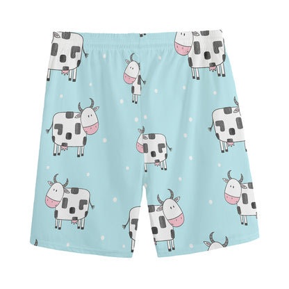 Doodle Cow Pattern Print Men's Sports Shorts