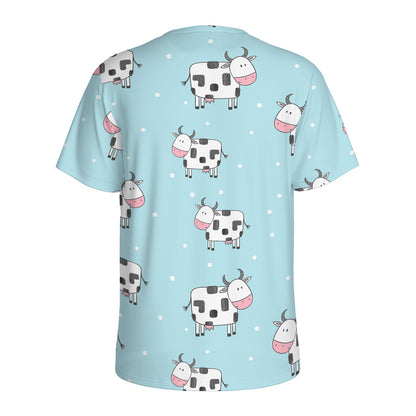 Doodle Cow Pattern Print Men's Sports T-Shirt