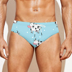 Doodle Cow Pattern Print Men's Swim Briefs