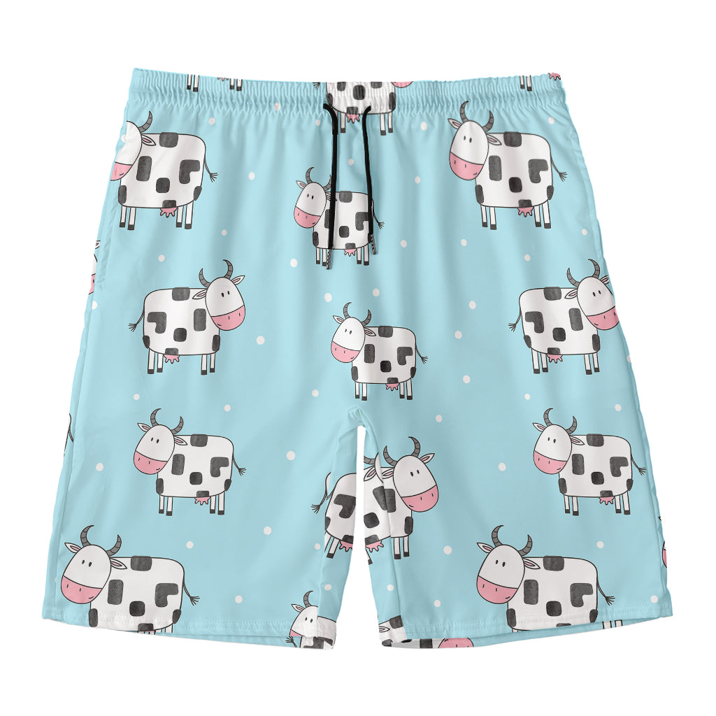 Doodle Cow Pattern Print Men's Swim Trunks