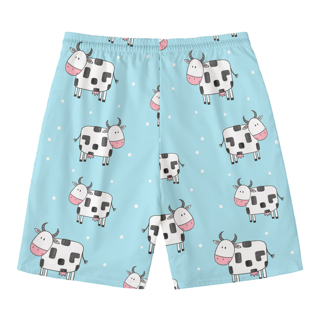 Doodle Cow Pattern Print Men's Swim Trunks