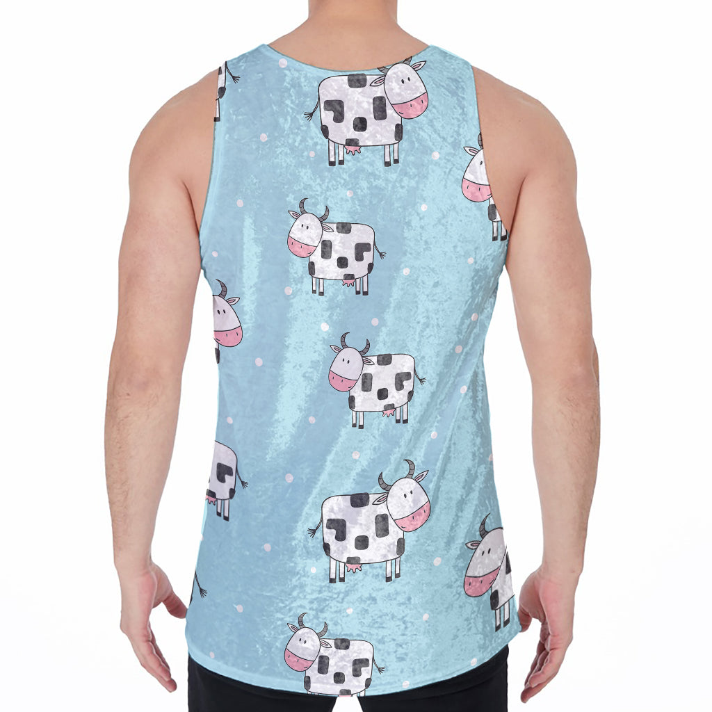 Doodle Cow Pattern Print Men's Velvet Tank Top