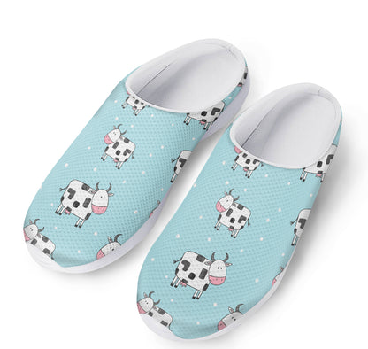 Doodle Cow Pattern Print Mesh Casual Shoes