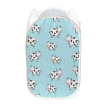 Doodle Cow Pattern Print Mesh Laundry Hamper