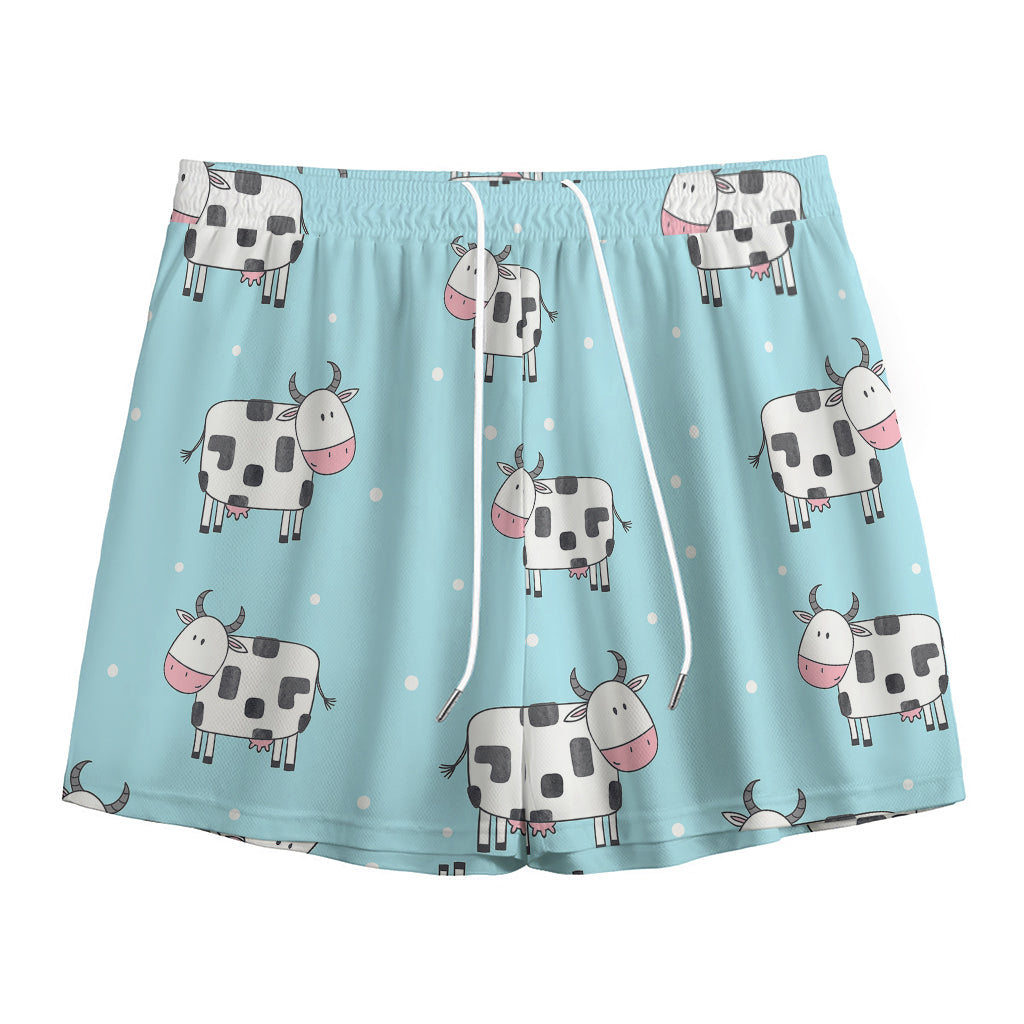 Doodle Cow Pattern Print Mesh Shorts
