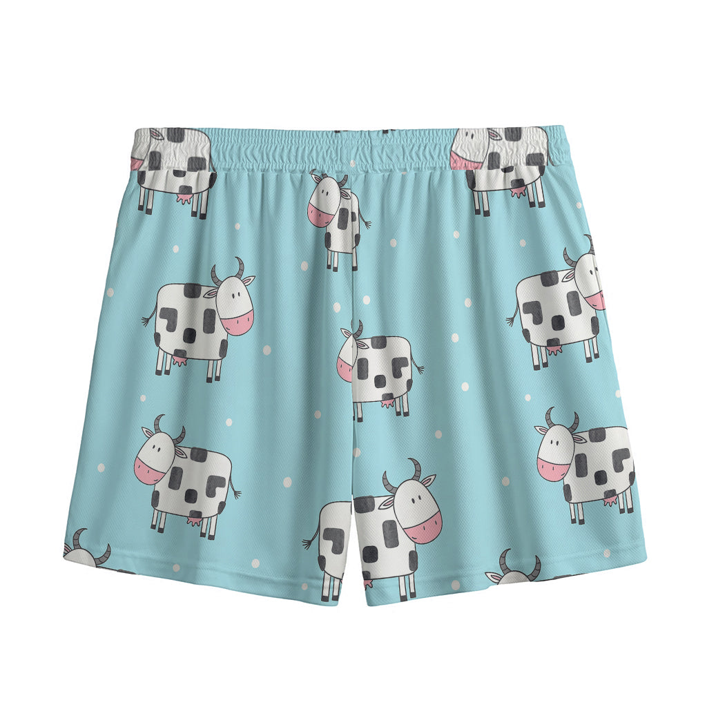 Doodle Cow Pattern Print Mesh Shorts