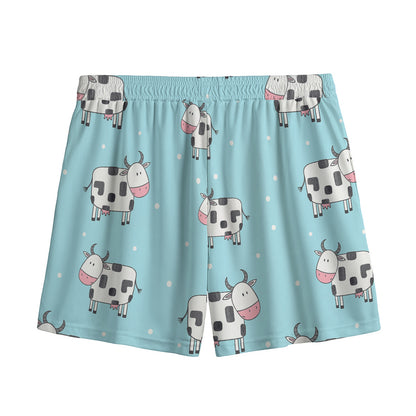Doodle Cow Pattern Print Mesh Shorts