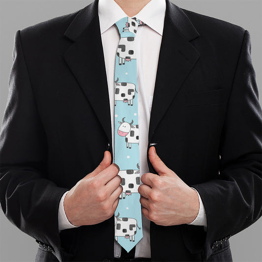 Doodle Cow Pattern Print Necktie