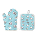 Doodle Cow Pattern Print Oven Mitt And Pot Holder Set