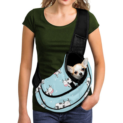 Doodle Cow Pattern Print Pet Sling Carrier