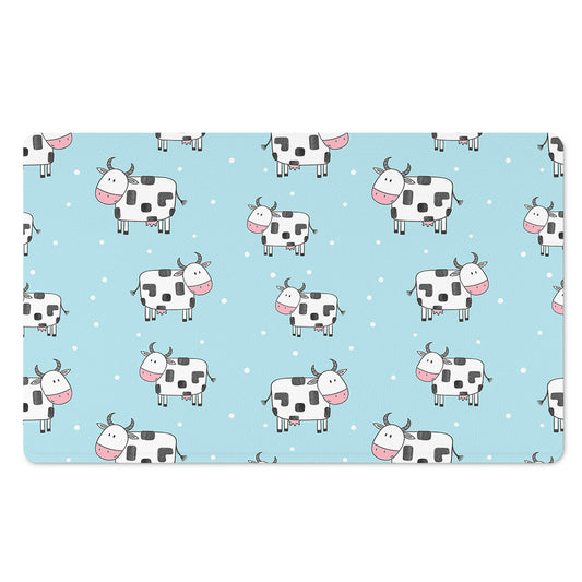 Doodle Cow Pattern Print Polyester Doormat