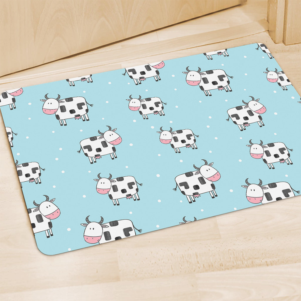 Doodle Cow Pattern Print Polyester Doormat