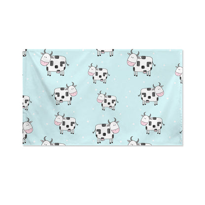 Doodle Cow Pattern Print Polyester Flag