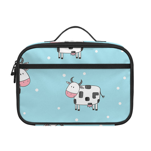 Doodle Cow Pattern Print Portable Lunch Bag