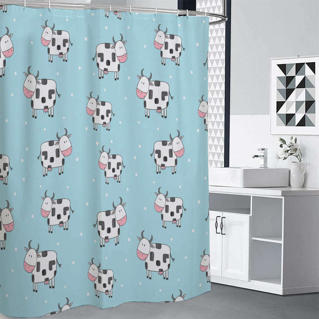 Doodle Cow Pattern Print Premium Shower Curtain