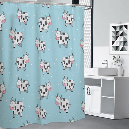 Doodle Cow Pattern Print Premium Shower Curtain