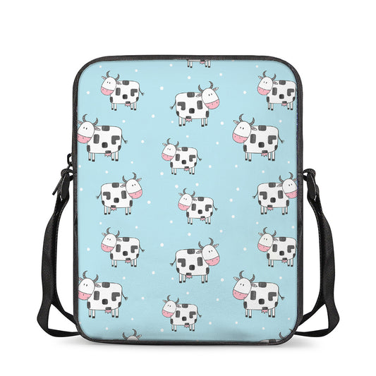 Doodle Cow Pattern Print Rectangular Crossbody Bag