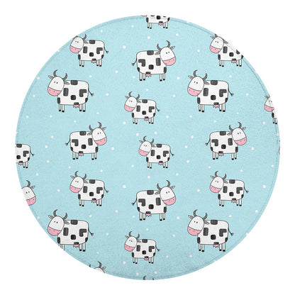 Doodle Cow Pattern Print Round Blanket
