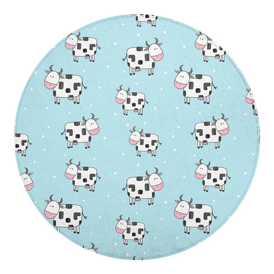 Doodle Cow Pattern Print Round Blanket