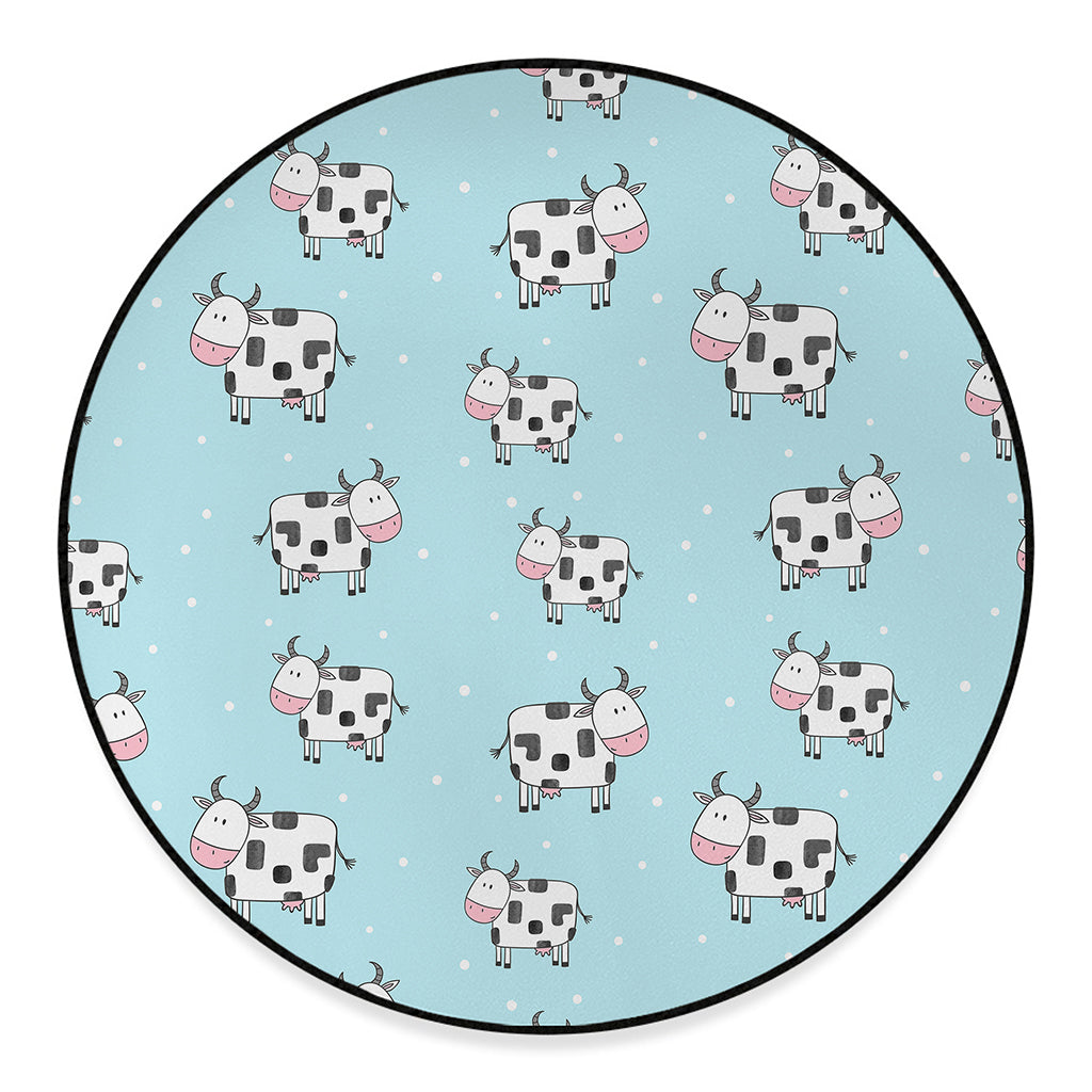 Doodle Cow Pattern Print Round Floor Mat