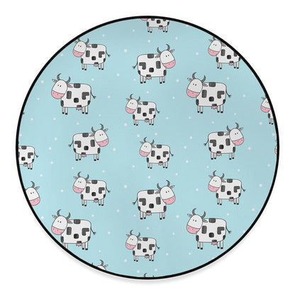 Doodle Cow Pattern Print Round Floor Mat