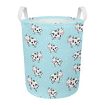 Doodle Cow Pattern Print Round Laundry Basket
