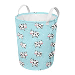 Doodle Cow Pattern Print Round Laundry Basket