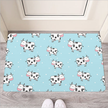 Doodle Cow Pattern Print Rubber Doormat
