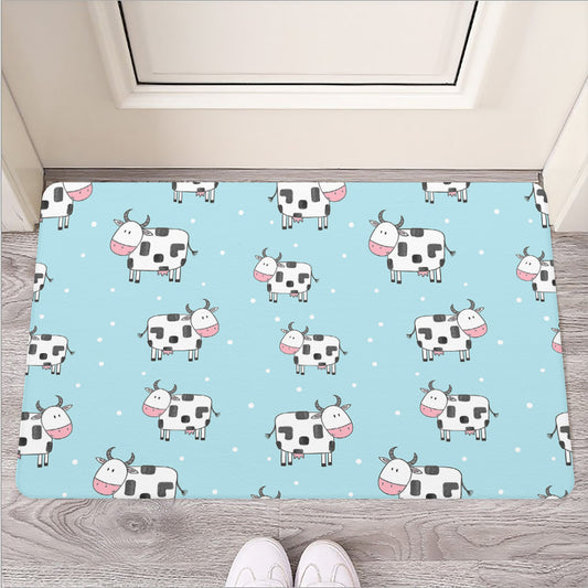 Doodle Cow Pattern Print Rubber Doormat