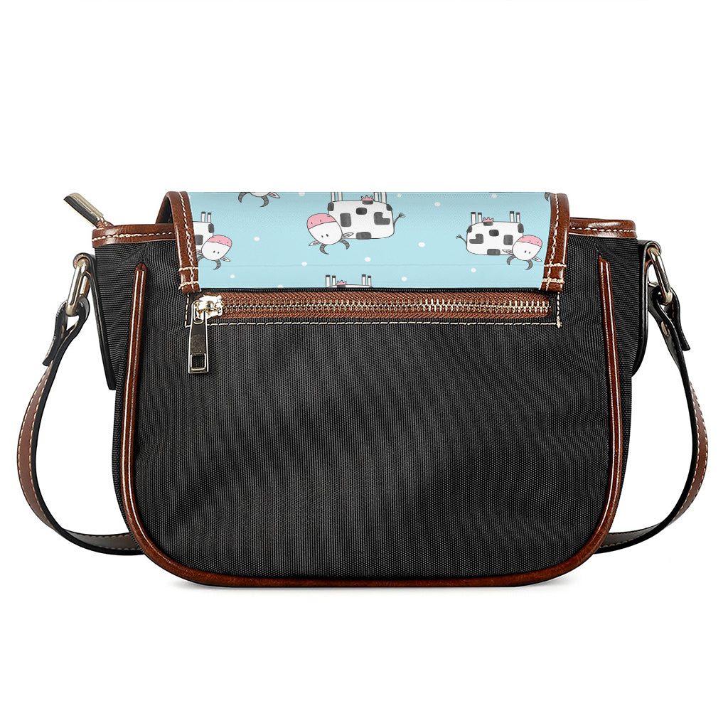 Doodle Cow Pattern Print Saddle Bag