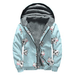 Doodle Cow Pattern Print Sherpa Lined Zip Up Hoodie