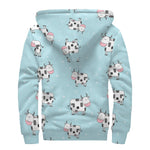 Doodle Cow Pattern Print Sherpa Lined Zip Up Hoodie