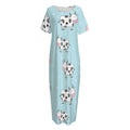 Doodle Cow Pattern Print Short Sleeve Long Nightdress