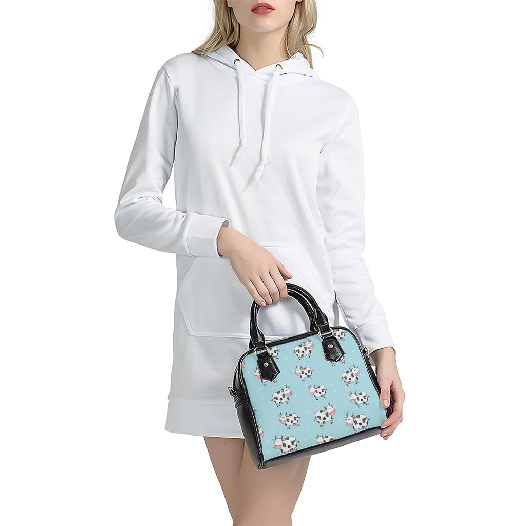Doodle Cow Pattern Print Shoulder Handbag