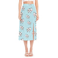 Doodle Cow Pattern Print Side Slit Midi Skirt