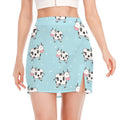 Doodle Cow Pattern Print Side Slit Mini Skirt