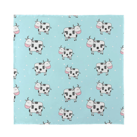 Doodle Cow Pattern Print Silk Bandana