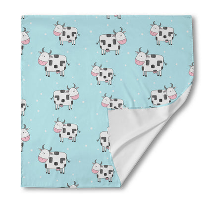 Doodle Cow Pattern Print Silk Bandana