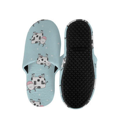 Doodle Cow Pattern Print Slippers