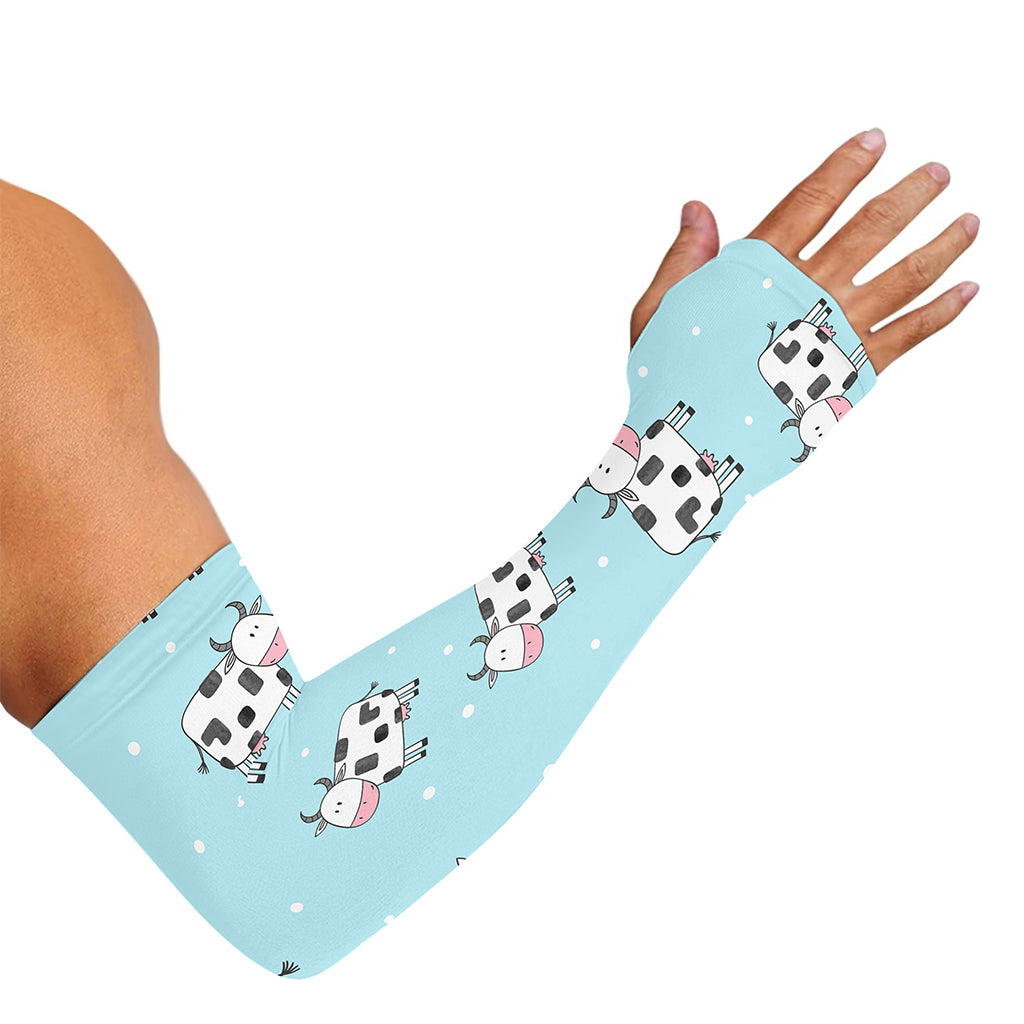 Doodle Cow Pattern Print Sun Protection Arm Sleeves