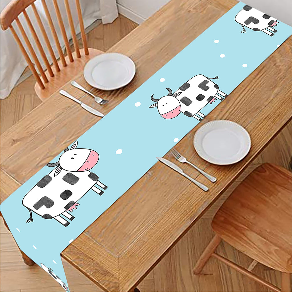 Doodle Cow Pattern Print Table Runner