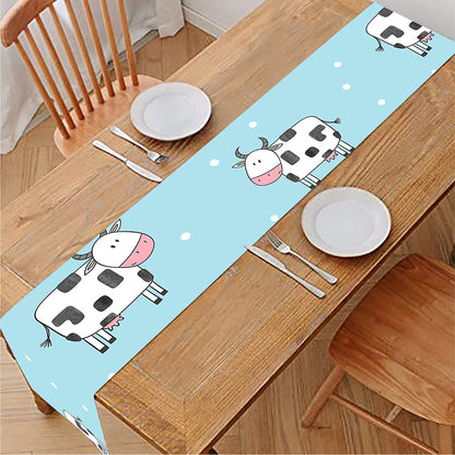 Doodle Cow Pattern Print Table Runner