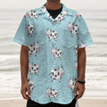 Doodle Cow Pattern Print Textured Short Sleeve Shirt