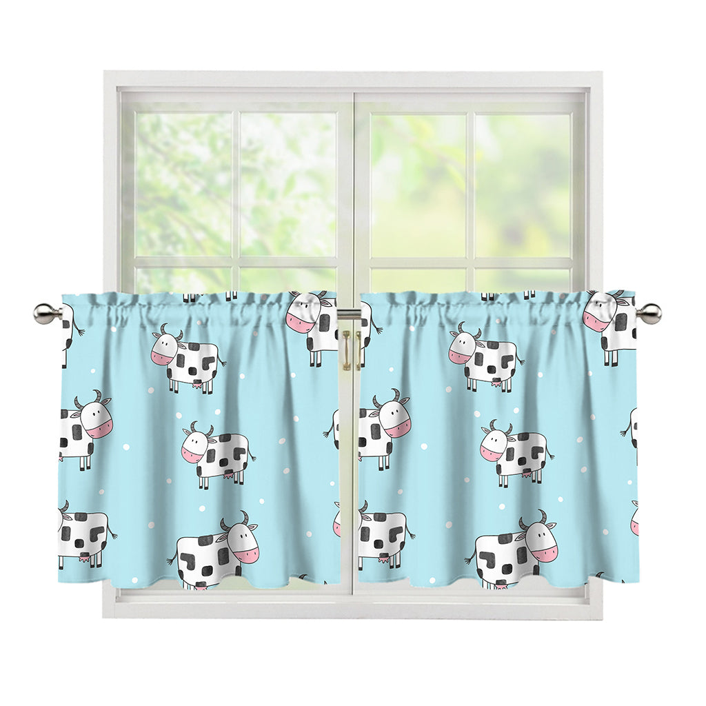 Doodle Cow Pattern Print Tier Curtains