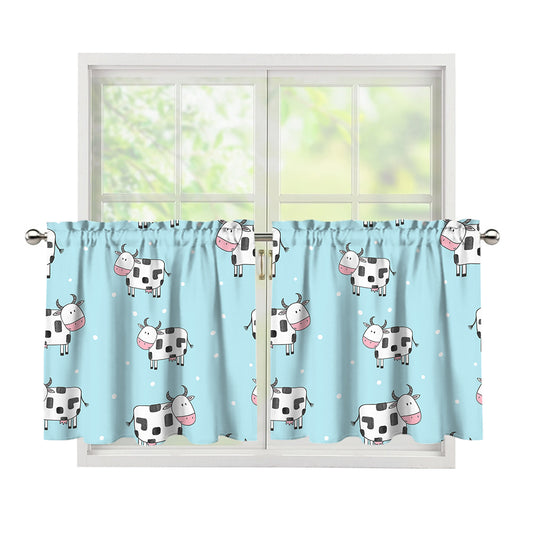 Doodle Cow Pattern Print Tier Curtains