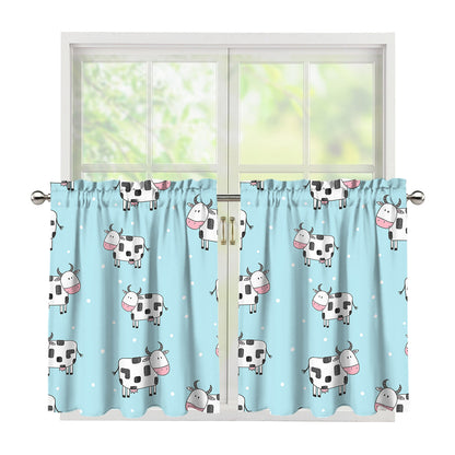 Doodle Cow Pattern Print Tier Curtains
