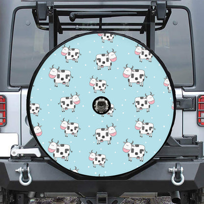 Doodle Cow Pattern Print Tire Cover With Camera Hole