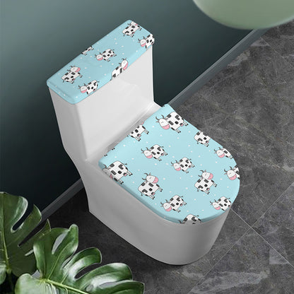 Doodle Cow Pattern Print Toilet Lid And Tank Cover Set